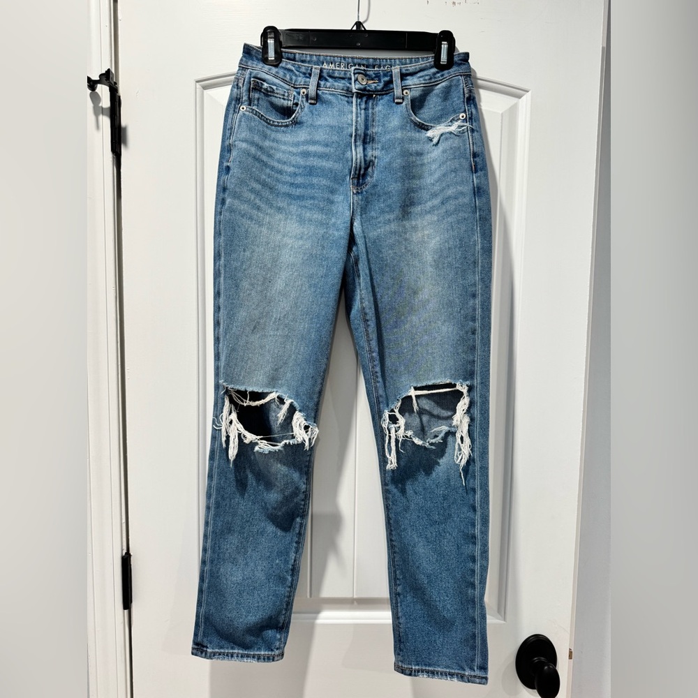 American Eagle Outfitters Ripped Blue Mom Jeans